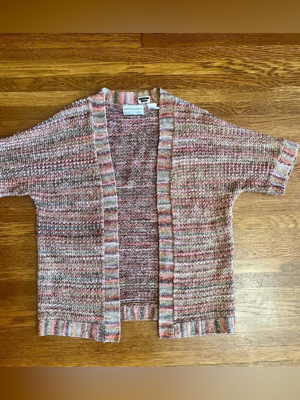Alfred Dunner P M cardigan sweater rainbow dolman sleeve boho grandma